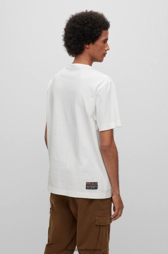 Hugo Boss pamutdzsörzé póló cipzáras patch zsebbel hugo white 80P64227 fehér