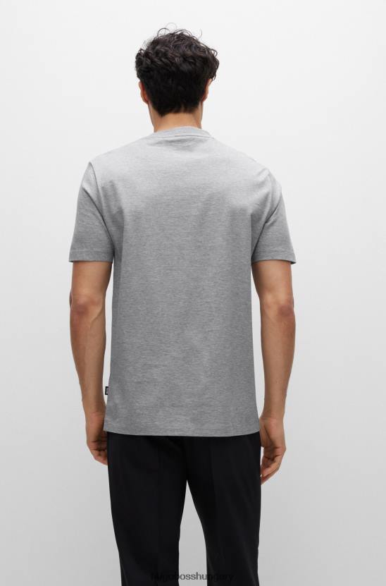 Hugo Boss pamutdzsörzé póló logóval, világosszürke hugo nyomattal 80P61692 világos szürke