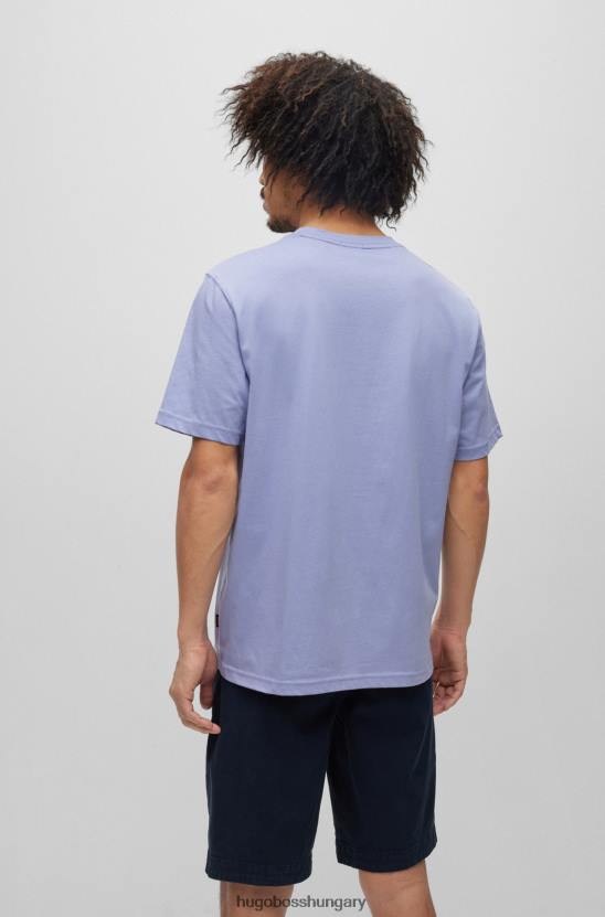Hugo Boss pamutdzsörzé póló színes logóval, hugo lila grafikával 80P63540 lila