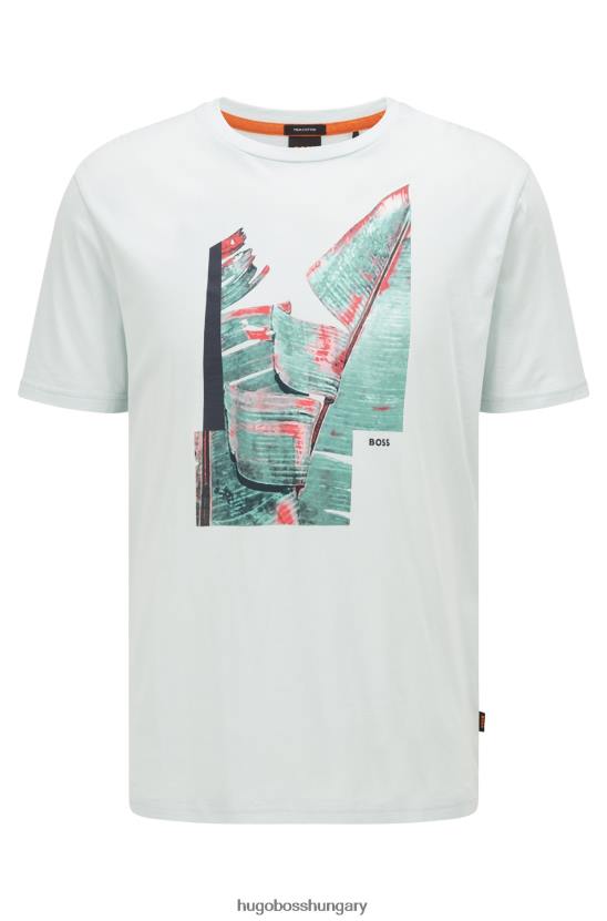 Hugo Boss pima-pamut normál szabású póló színes grafikával, világoszöld hugoval 80P62603 világos zöld