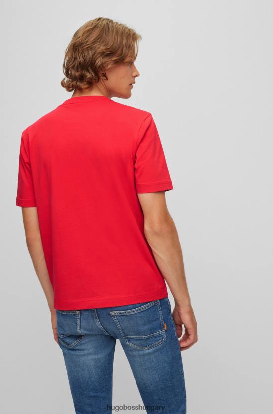 Hugo Boss piros hugo laza szabású póló sztreccs pamutból logónyomattal 80P61168 piros