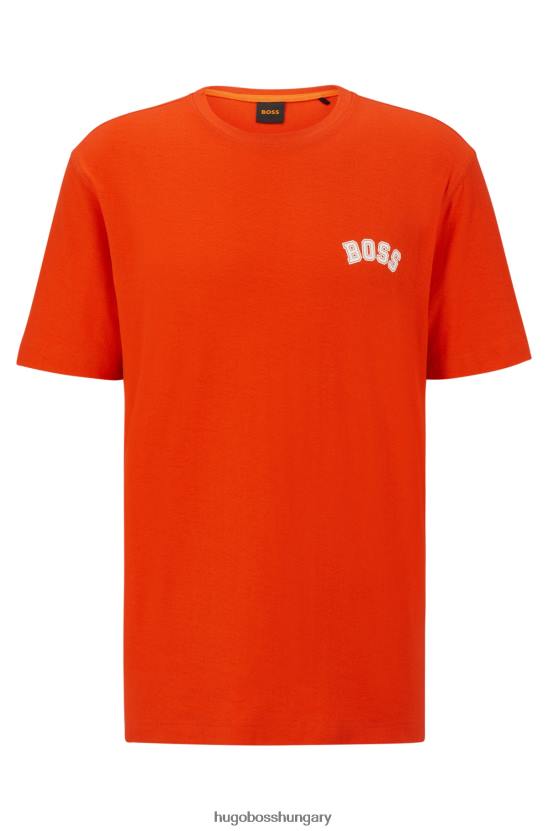 Hugo Boss piros hugo oversize-fit pamut póló logóval és szezonális nyomattal 80P64005 piros