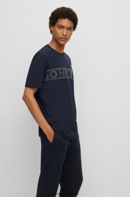 Hugo Boss sötétkék hugo biopamut póló logós szalaggal 80P63511 sötétkék