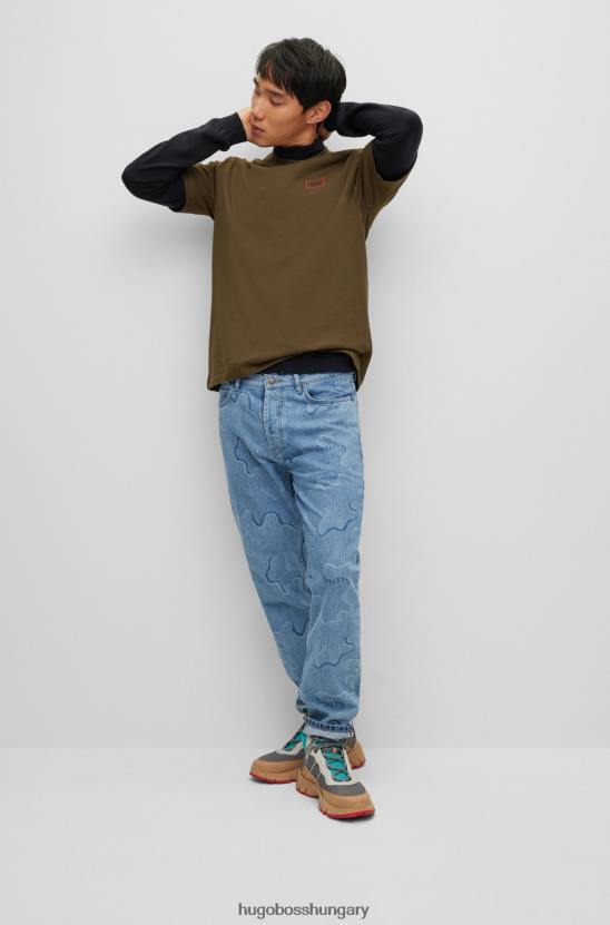 Hugo Boss sötétzöld hugo laza szabású póló biopamutból keretes logóval 80P62670 sötétzöld