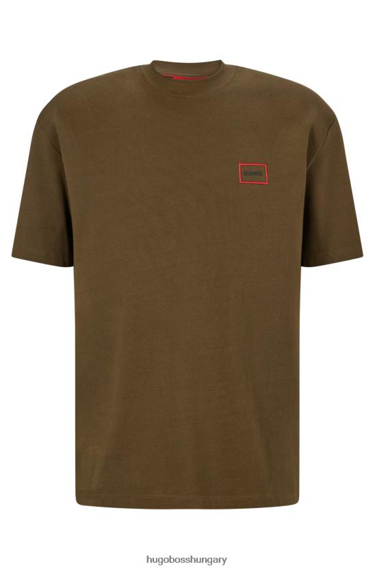 Hugo Boss sötétzöld hugo laza szabású póló biopamutból keretes logóval 80P62670 sötétzöld