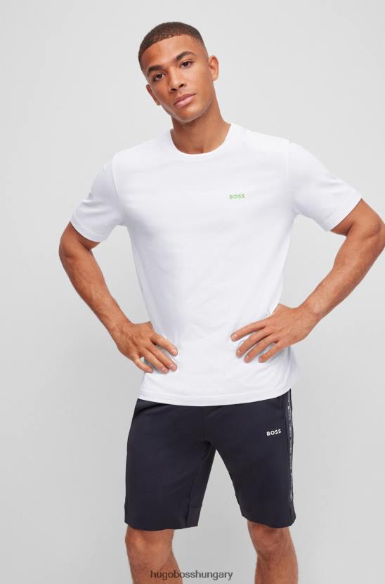 Hugo Boss sztreccs pamut póló kontraszt logóval hugo white 80P61754 fehér