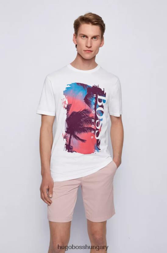 Hugo Boss tsummery póló 50453656 fekete 80P6279 fekete/fehér/natúr/rózsaszín/réz