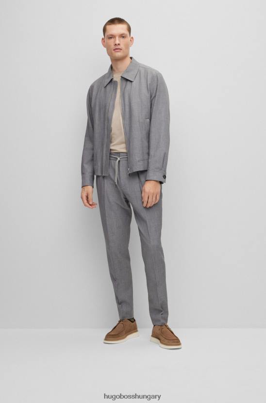 Hugo Boss világos bézs hugo selyem-pamut vékony szabású póló finom csíkokkal 80P64468 világos bézs