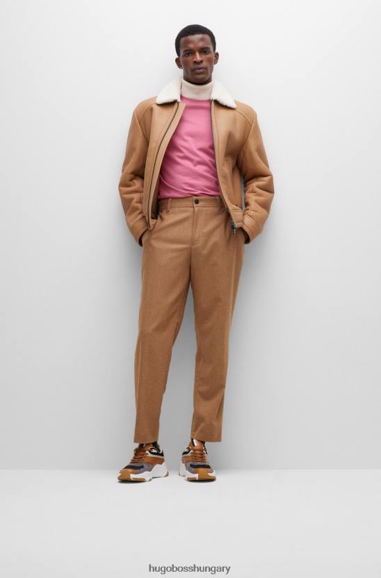 Hugo Boss világos rózsaszín, normál szabású logós póló pamutdzsörzé hugo-ból 80P62241 világos rózsaszín