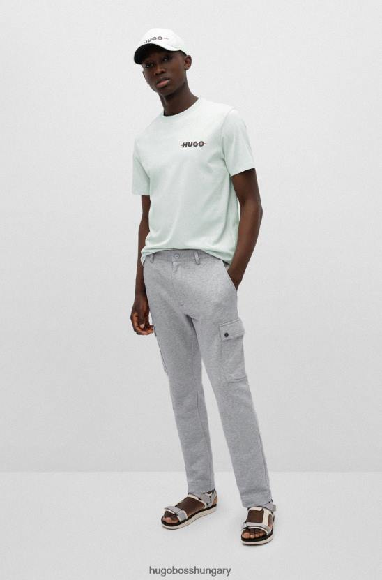 Hugo Boss világoszöld biopamut póló csíkos logóval hugo 80P62389 világos zöld