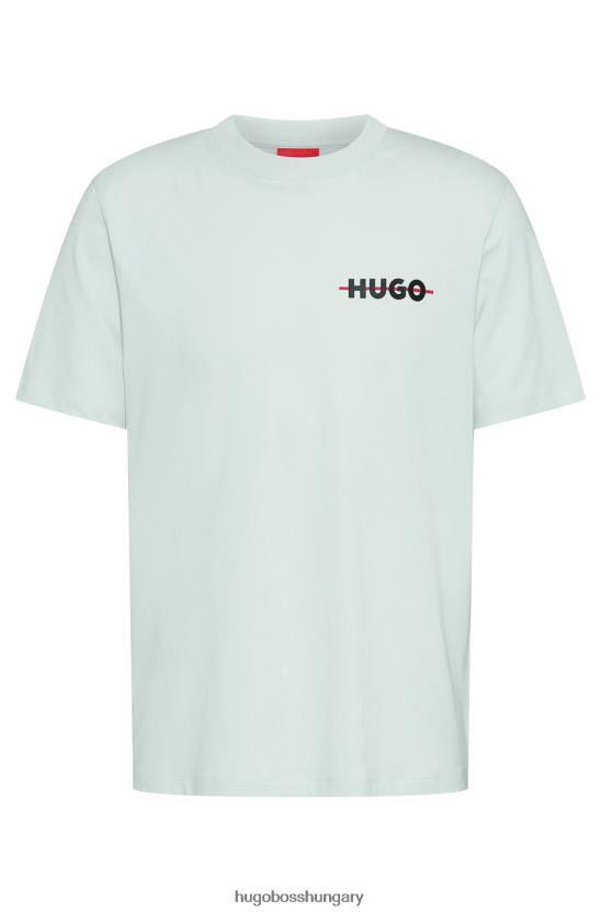 Hugo Boss világoszöld biopamut póló csíkos logóval hugo 80P62389 világos zöld