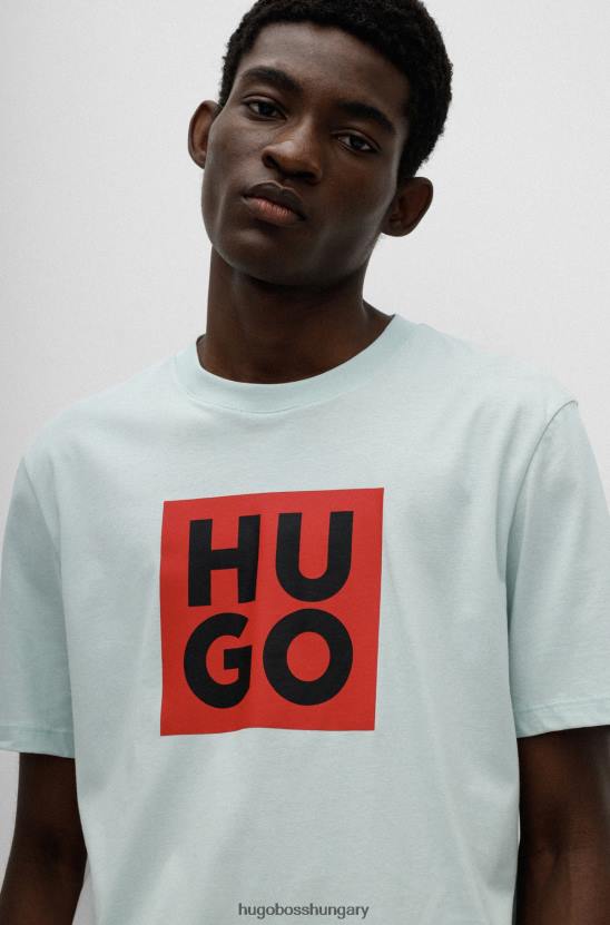 Hugo Boss világoszöld hugo biopamut póló új logóval 80P64418 világos zöld