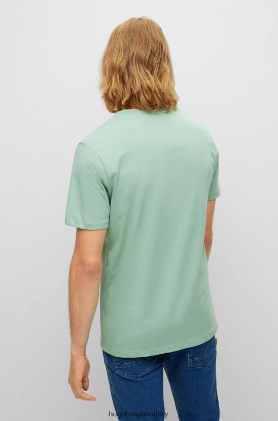 Hugo Boss világoszöld hugo laza szabású póló pamut dzsörzéből, logófolttal 80P61585 világos zöld