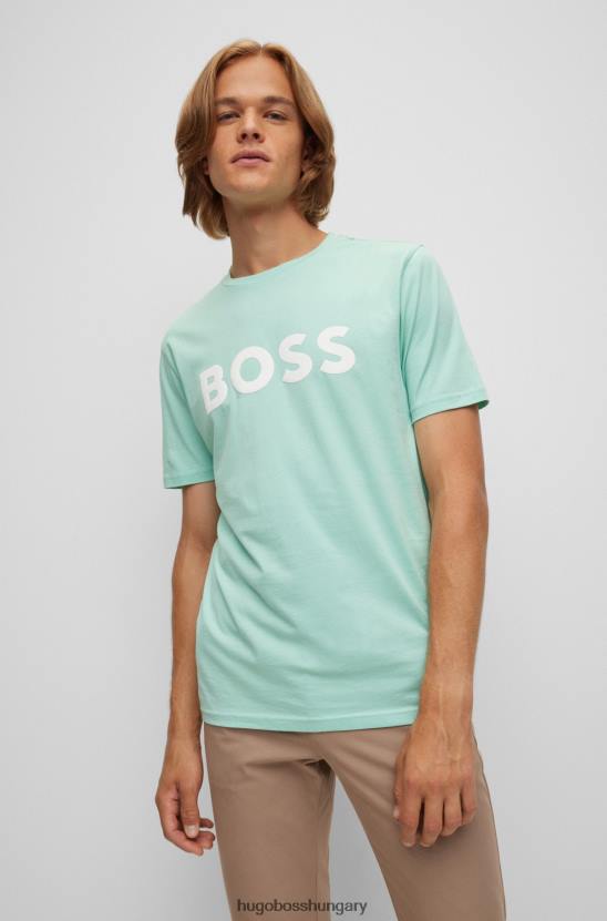 Hugo Boss világoszöld hugo pamutdzsörzé póló gumimintás logóval 80P61108 világos zöld