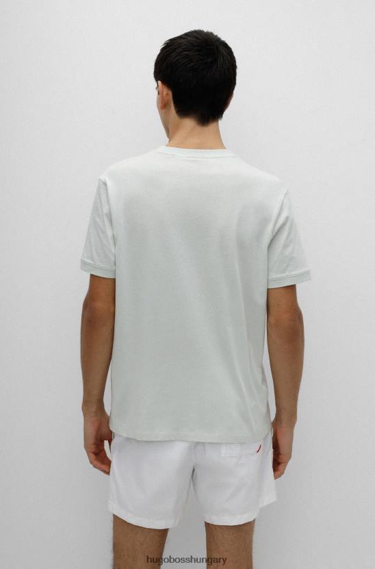 Hugo Boss világoszöld normál szabású pamutpóló, piros hugo logóval 80P63557 világos zöld