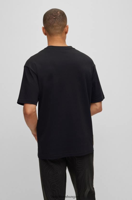 Hugo Boss x ajbxng interlock-pamut laza szabású póló 80P63020 fekete