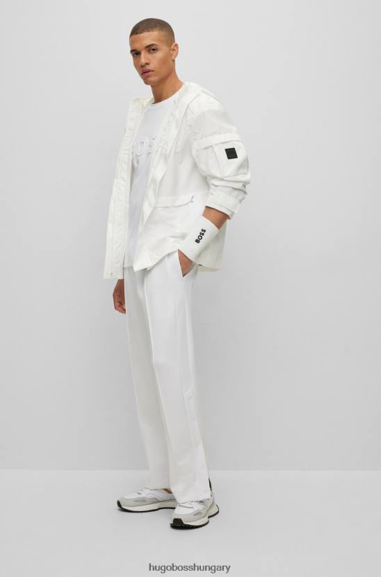 Hugo Boss x matteo berrettini pamut-keverék hálós póló logóval 80P62686 fehér