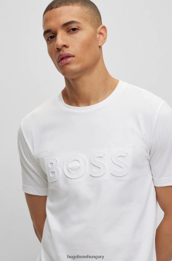 Hugo Boss x matteo berrettini pamut-keverék hálós póló logóval 80P62686 fehér