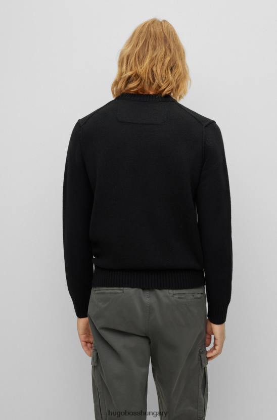 Hugo Boss bő nyakú, szűz-gyapjú keverék hugo fekete pulóver 80P63571 fekete
