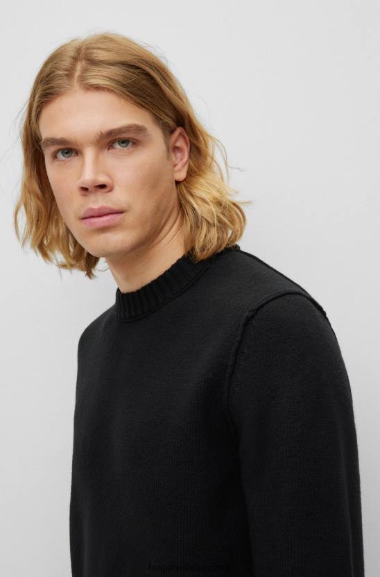 Hugo Boss bő nyakú, szűz-gyapjú keverék hugo fekete pulóver 80P63571 fekete
