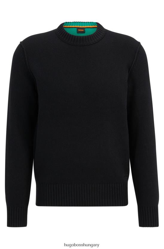 Hugo Boss bő nyakú, szűz-gyapjú keverék hugo fekete pulóver 80P63571 fekete