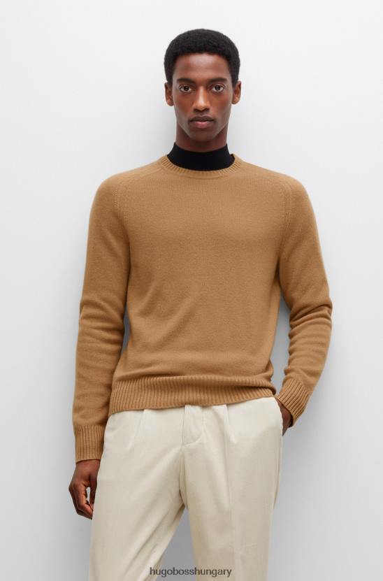 Hugo Boss bézs hugo legény nyakú pulóver felelős kasmírból 80P63857 bézs