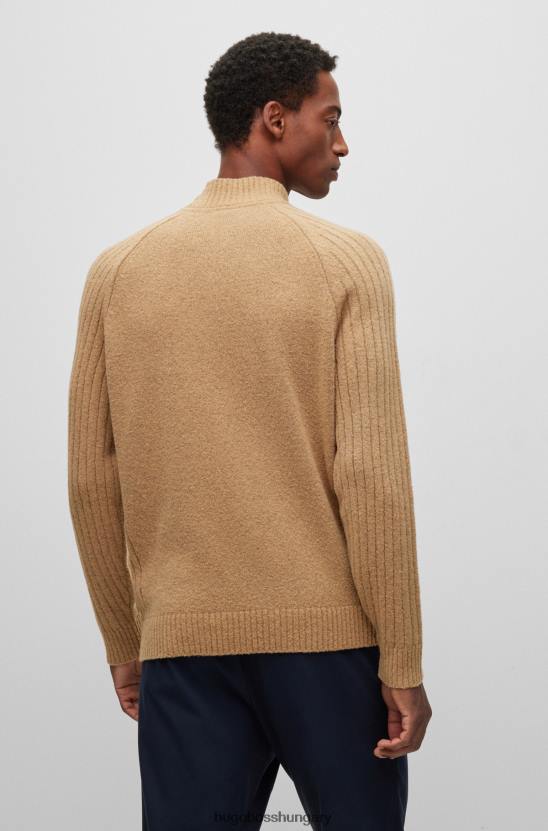 Hugo Boss bézs hugo álnyakú pulóver gyapjúkeverékben 80P63208 bézs