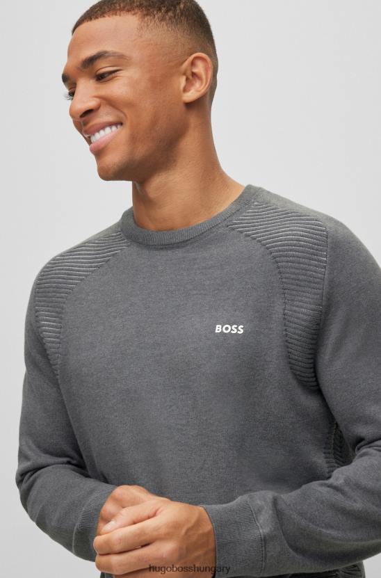 Hugo Boss biopamut pulóver kéttónusú csíkokkal szürke hugo 80P62148 szürke