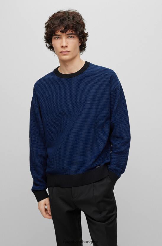 Hugo Boss biopamut pulóver logós részletekkel, sötétkék hugo 80P64243 sötétkék