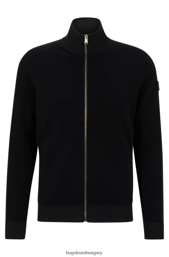 Hugo Boss cipzáras kötött kardigán emblémával hugo fekete 80P62076 fekete
