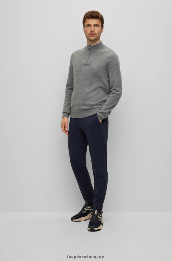 Hugo Boss cipzáras nyakú szűz gyapjú pulóver hímzett logóval hugo ezüst 80P61315 ezüst