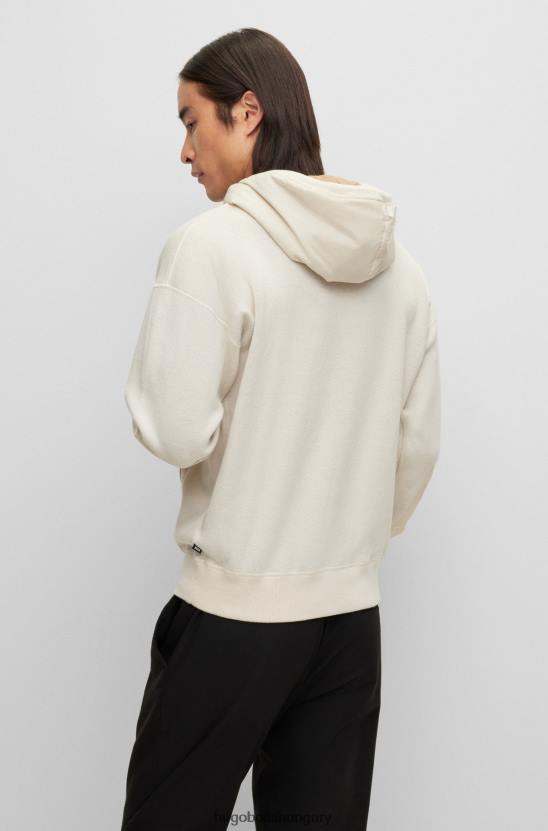 Hugo Boss fehér kétarcú kapucnis pamut és szűz gyapjú hugo 80P61865 fehér