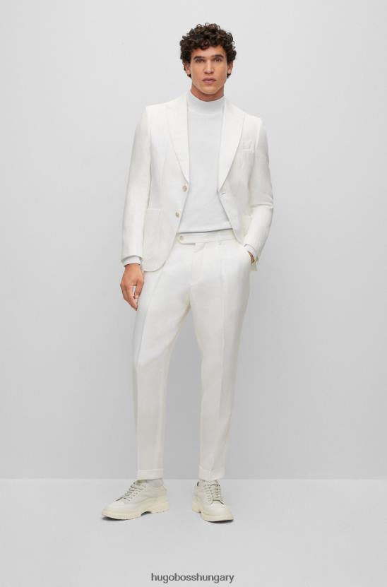 Hugo Boss fehér pamutdzsörzé pulóver, dekoltázs nyakkivágással hugo 80P63989 fehér