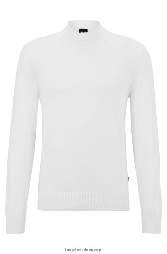 Hugo Boss fehér pamutdzsörzé pulóver, dekoltázs nyakkivágással hugo 80P63989 fehér