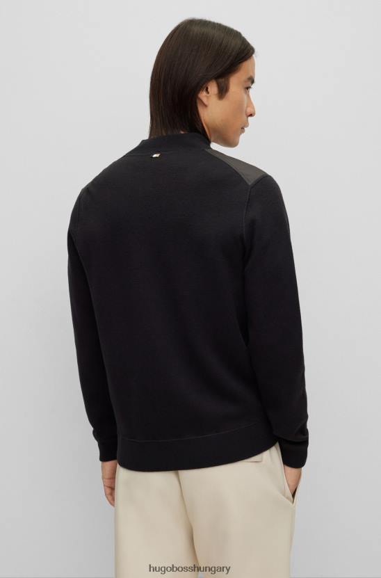 Hugo Boss fekete hugo kifordítható cipzáras kardigán párnázott betétekkel 80P63270 fekete