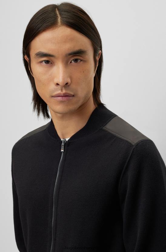Hugo Boss fekete hugo kifordítható cipzáras kardigán párnázott betétekkel 80P63270 fekete