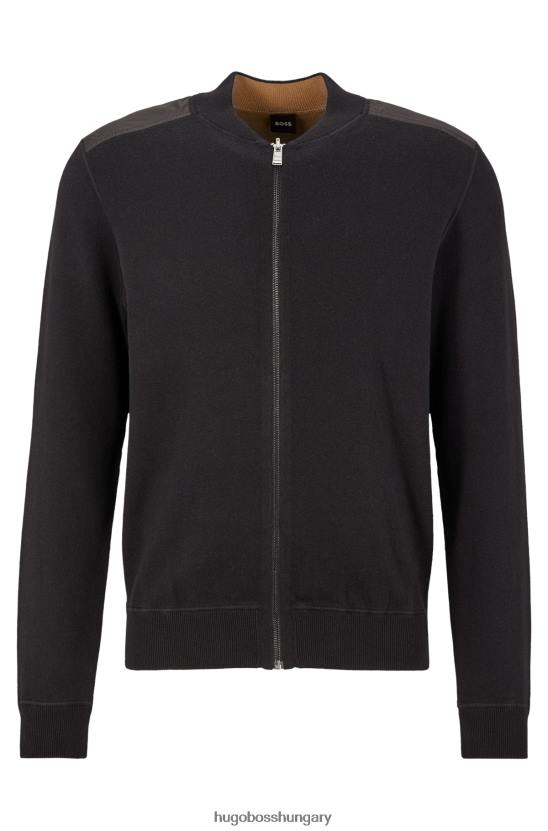 Hugo Boss fekete hugo kifordítható cipzáras kardigán párnázott betétekkel 80P63270 fekete