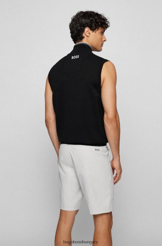 Hugo Boss fekete hugo ujjatlan cipzáras pulóver vízlepergető felülettel 80P64064 fekete