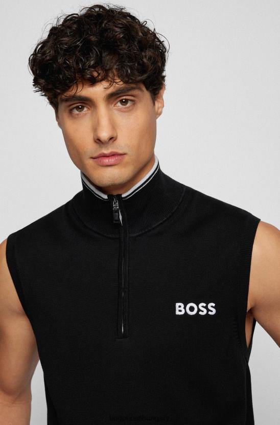 Hugo Boss fekete hugo ujjatlan cipzáras pulóver vízlepergető felülettel 80P64064 fekete