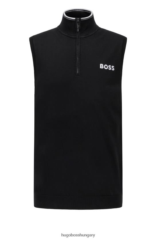 Hugo Boss fekete hugo ujjatlan cipzáras pulóver vízlepergető felülettel 80P64064 fekete