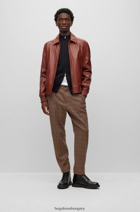 Hugo Boss fekete, normál szabású szűz gyapjú kardigán, jellegzetes hugo csíkkal 80P62695 fekete