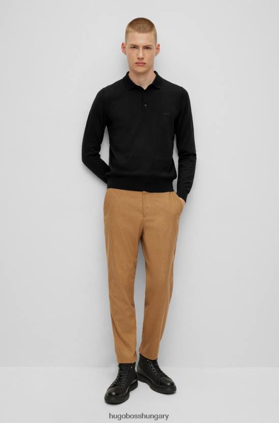 Hugo Boss fekete szűz gyapjú pólópulóver hímzett hugo logóval 80P61278 fekete