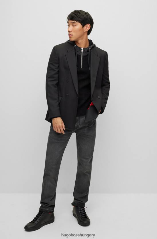 Hugo Boss hibrid cipzáras kapucnis kapucnis hugo fekete fémvázas logóval 80P62633 fekete