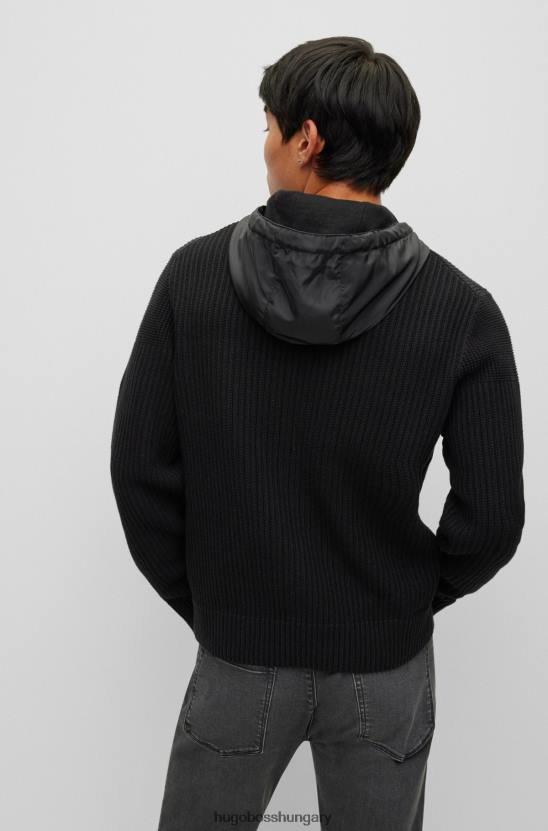 Hugo Boss hibrid cipzáras kapucnis kapucnis hugo fekete fémvázas logóval 80P62633 fekete