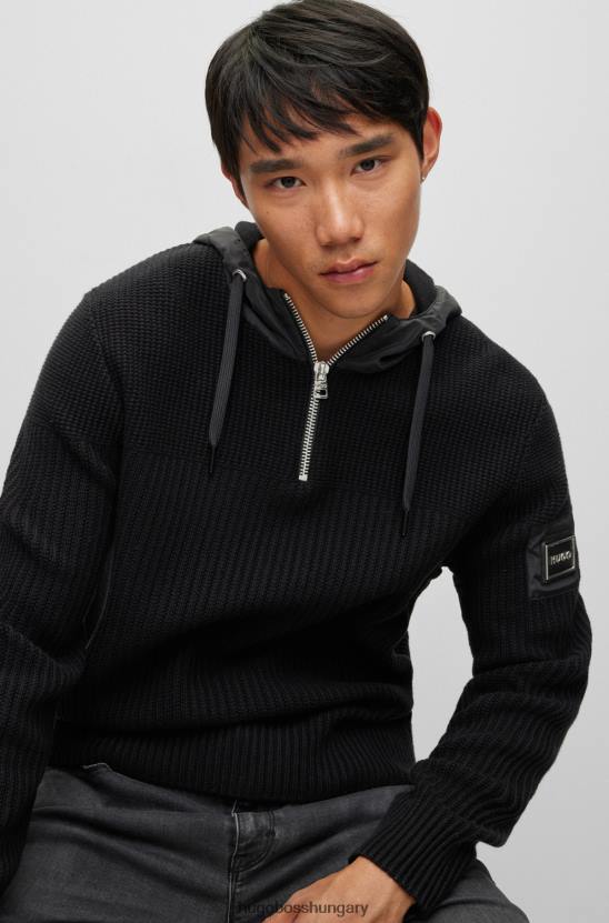 Hugo Boss hibrid cipzáras kapucnis kapucnis hugo fekete fémvázas logóval 80P62633 fekete