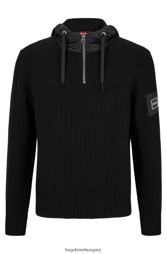 Hugo Boss hibrid cipzáras kapucnis kapucnis hugo fekete fémvázas logóval 80P62633 fekete