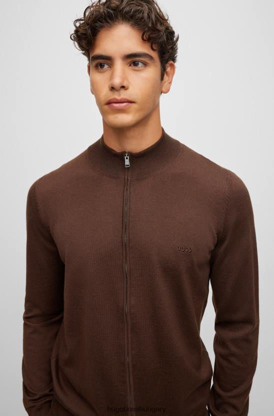 Hugo Boss hugo barna cipzáras kardigán szűz gyapjúból, hímzett logóval 80P64432 barna