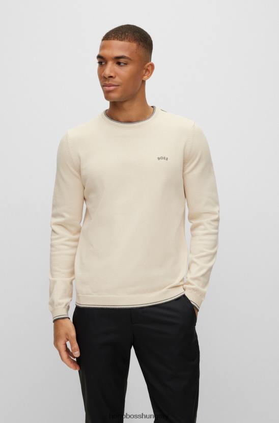 Hugo Boss hugo biopamut normál szabású pulóver ívelt logóval, fehér 80P61490 fehér