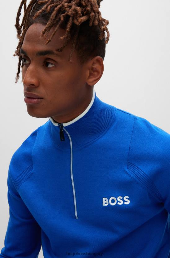 Hugo Boss hugo cipzáras, normál szabású pulóver hímzett logókkal, kék 80P62049 kék