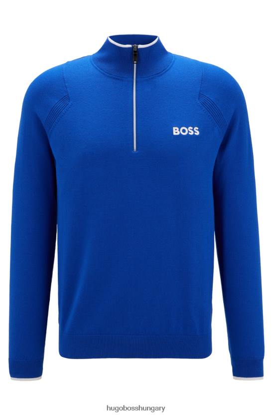 Hugo Boss hugo cipzáras, normál szabású pulóver hímzett logókkal, kék 80P62049 kék